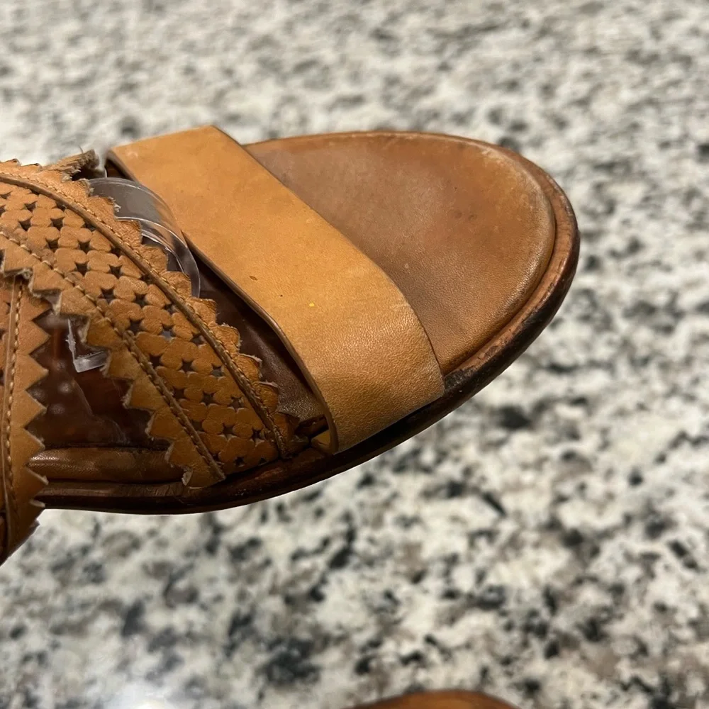 See by Chloe Brown Leather Star Perforated Flat Gladiator Sandals - Picture 9 of 16